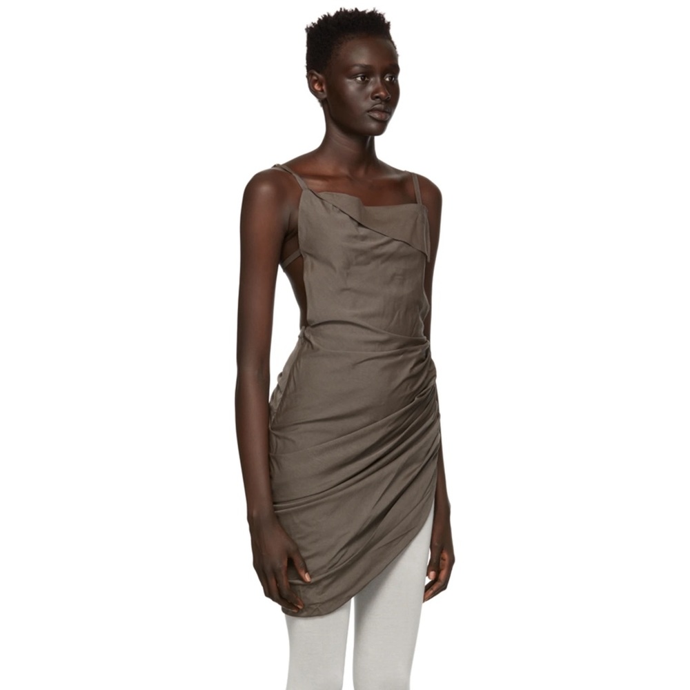 JACQUEMUS NWT  'LA ROBE SAUDADE' DRESS IN TAUPE